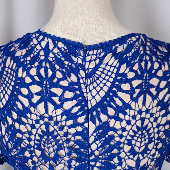 Hidden Label Short Sleeve Lace Shift Dress Blue Size M - Picture 9 of 16
